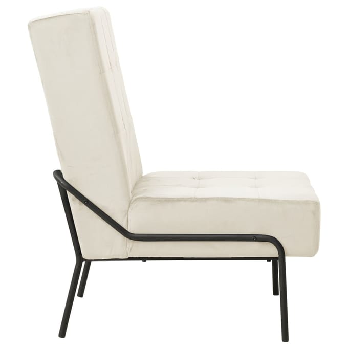 vidaXL - Relaxstoel - 65x79x87 - cm - fluweel - crèmewit