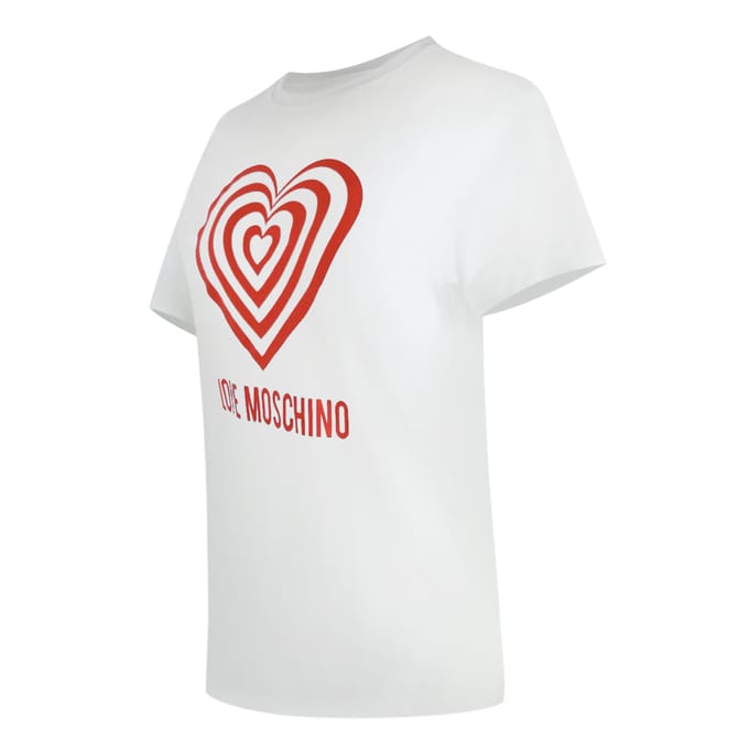 Love Moschino Wit T-shirt Met Groot Rood Hartlogo