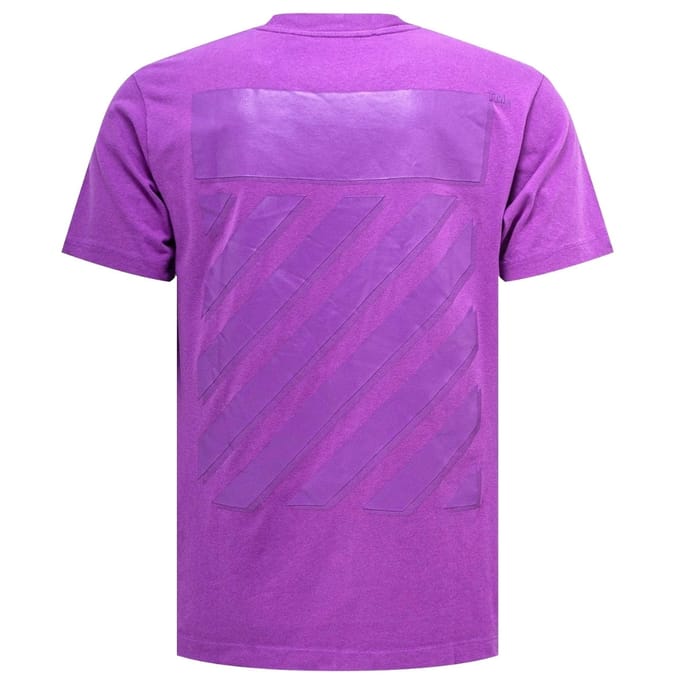 Gebroken wit Diag Tab slim-fit orchideepaars T-shirt