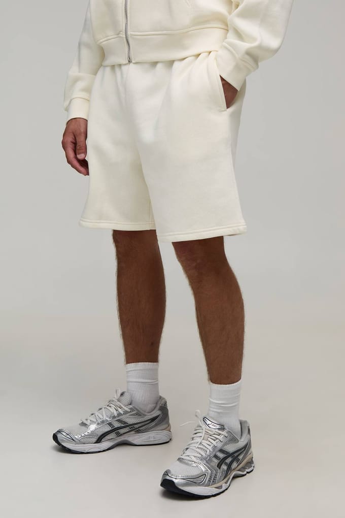 Wijde Short Met Verlaagd Kruis Middellang | Ecru | Size Small