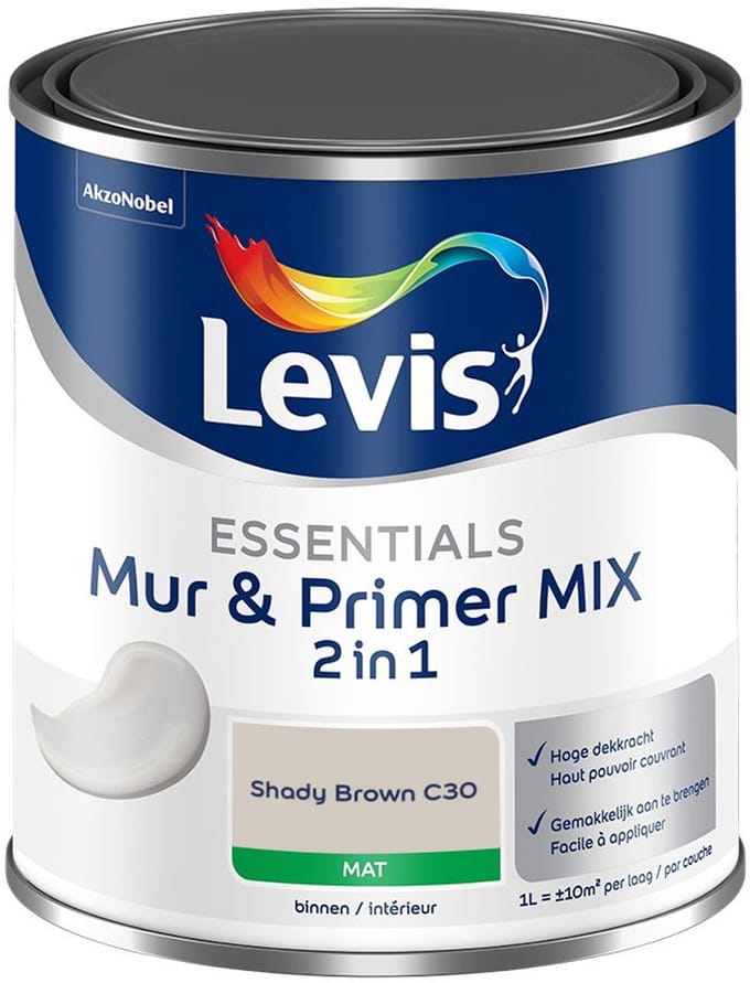 Levis - Essentials Mur & Primer Mix - Shady Brown C30 - Mengverf - 1 L
