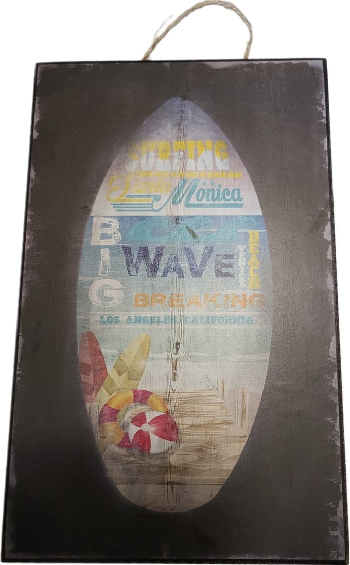 wandbordje - hout - summer - surfplank