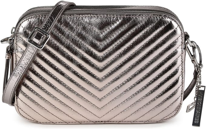 LES VISIONNAIRES Lola Crossbody tas Leder 24.5 cm - Dames - dark silver-silver metal