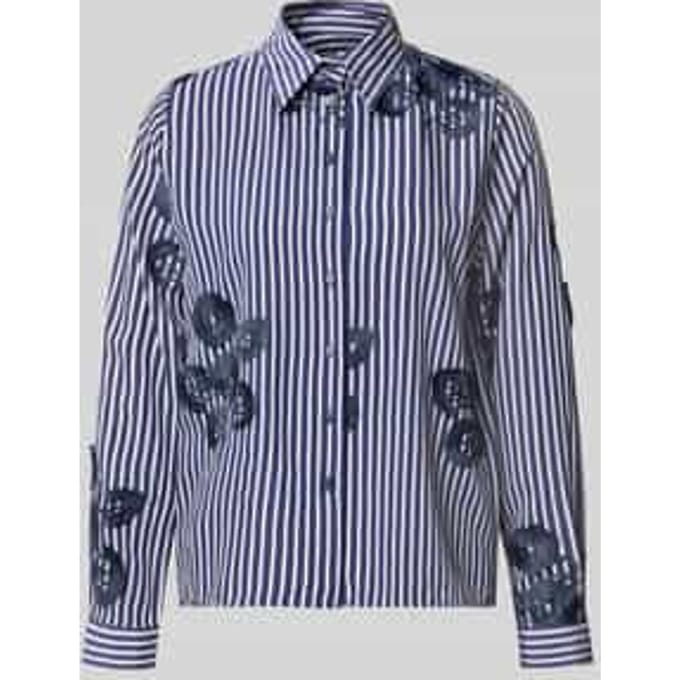 Regular fit overhemdblouse van viscosemix met florale stitching