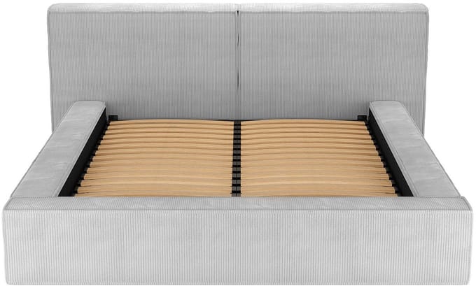 Vente-unique Bed met opbergruimte fluweel lichtgrijs 160 x 200 cm