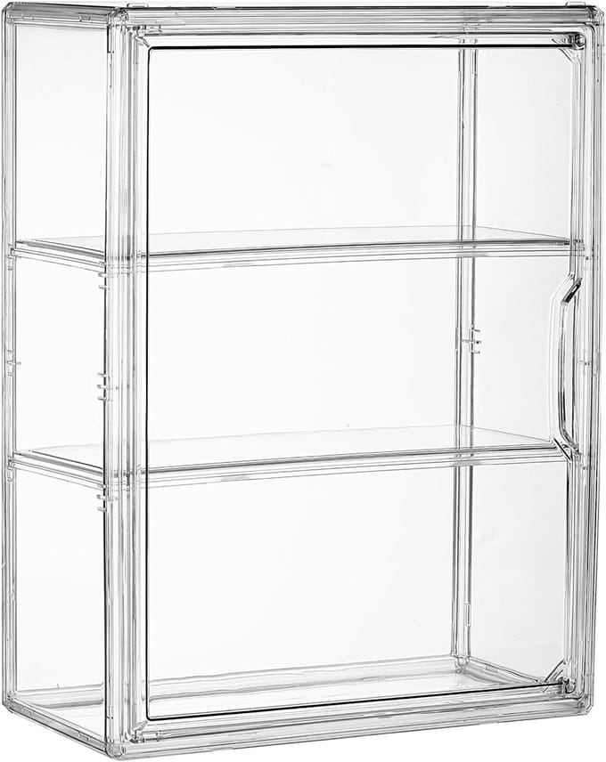 Display Vitrine - Verzamelobject Kast - Poppen Tonen - Magnetische Deur - 14 x 10.5 x 5.5 inch - Transparant