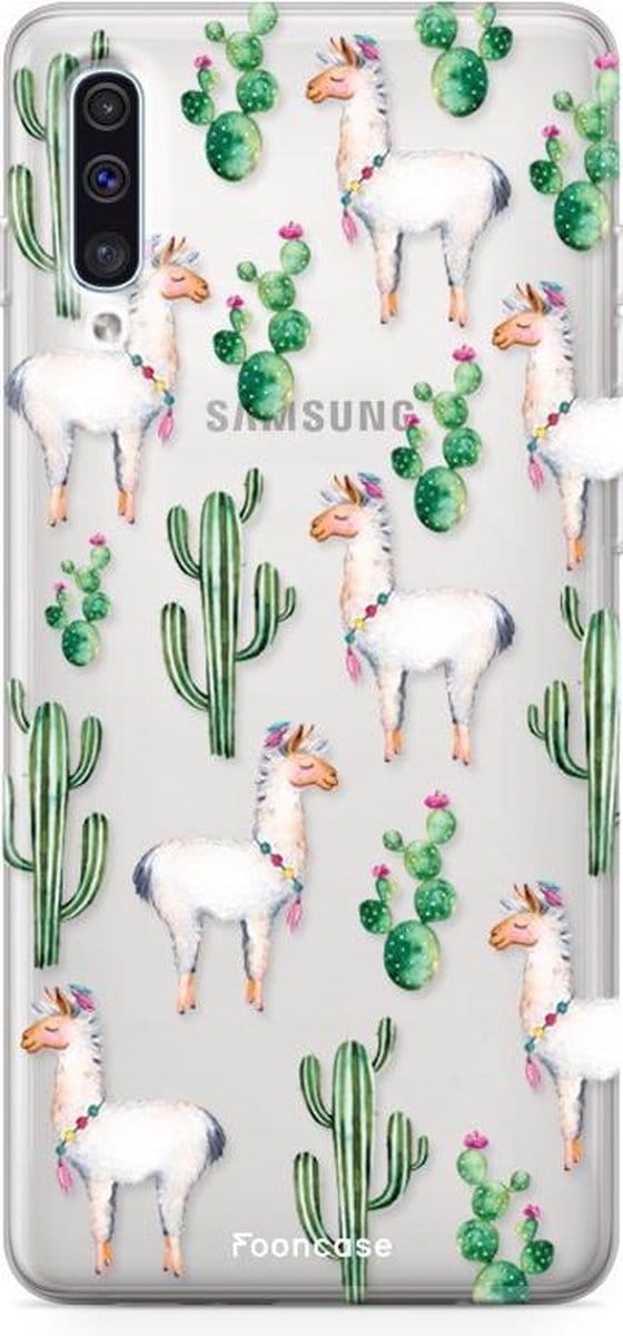 Fooncase Hoesje Geschikt voor Samsung Galaxy A50 - Shockproof Case - Back Cover / Soft Case - Alpaca / Lama