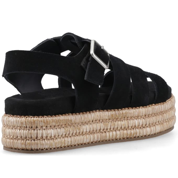 Hush Puppies Rosetta Gladiator Leren Dames Sandalen Zwart/Tan