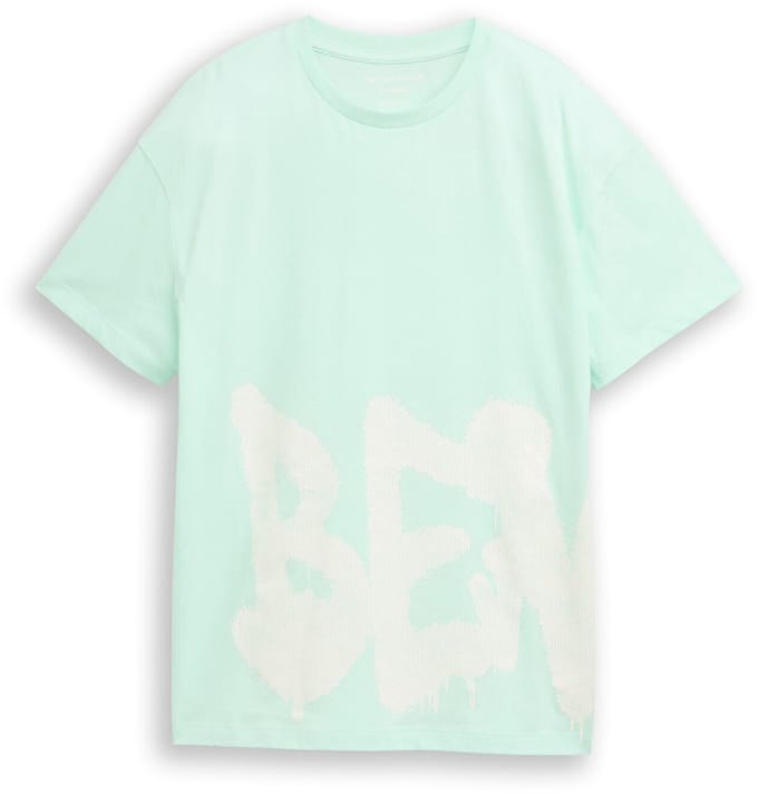 Tom Tailor - Oversized T-shirt met print - Maat 140 - soft sugar green