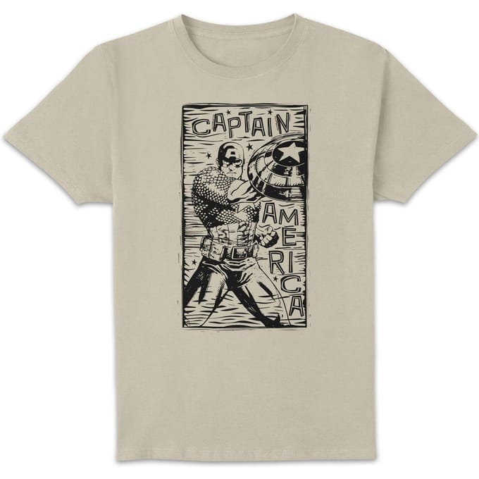 Marvel Captain America Line Art Unisex T-Shirt - Cream - S