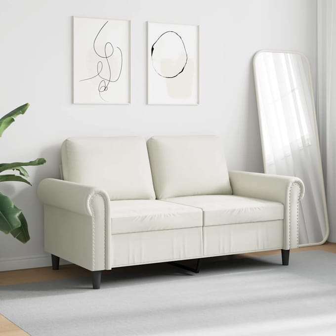 vidaXL - Tweezitsbank - 120 - cm - fluweel - crèmekleurig