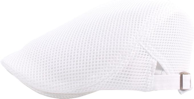 Flatcap wit - luchtdoorlatend, beschermd tegen de zon - golf pet gaas