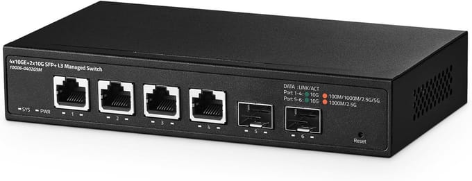 Beheerde Netwerkswitch 6 Poorten 10 Gigabit RJ45 Ethernet met 120Gbps Bandbreedte