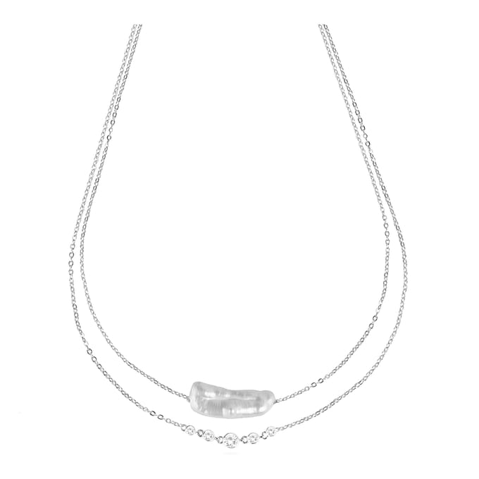 Luxenter Ketting van 925 sterling zilver en witte parel met rhodiumafwerking - Danysda