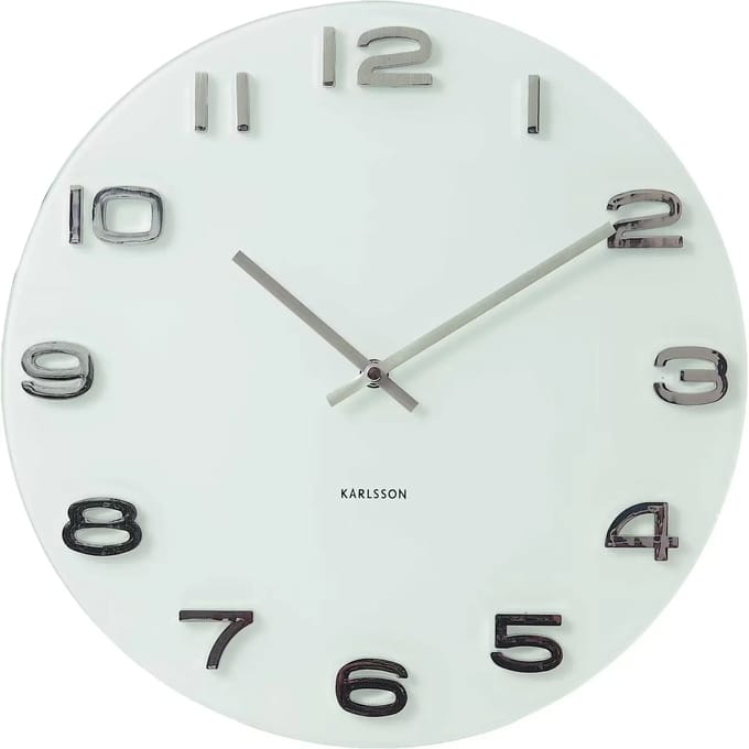 Karlsson Wandklok Vintage - Wit rond glas - Ø35cm - Scandinavisch