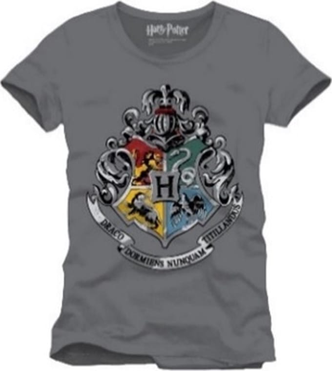 Harry Potter - Hogwarts 4 Houses Crest Anthracite T-Shirt - L