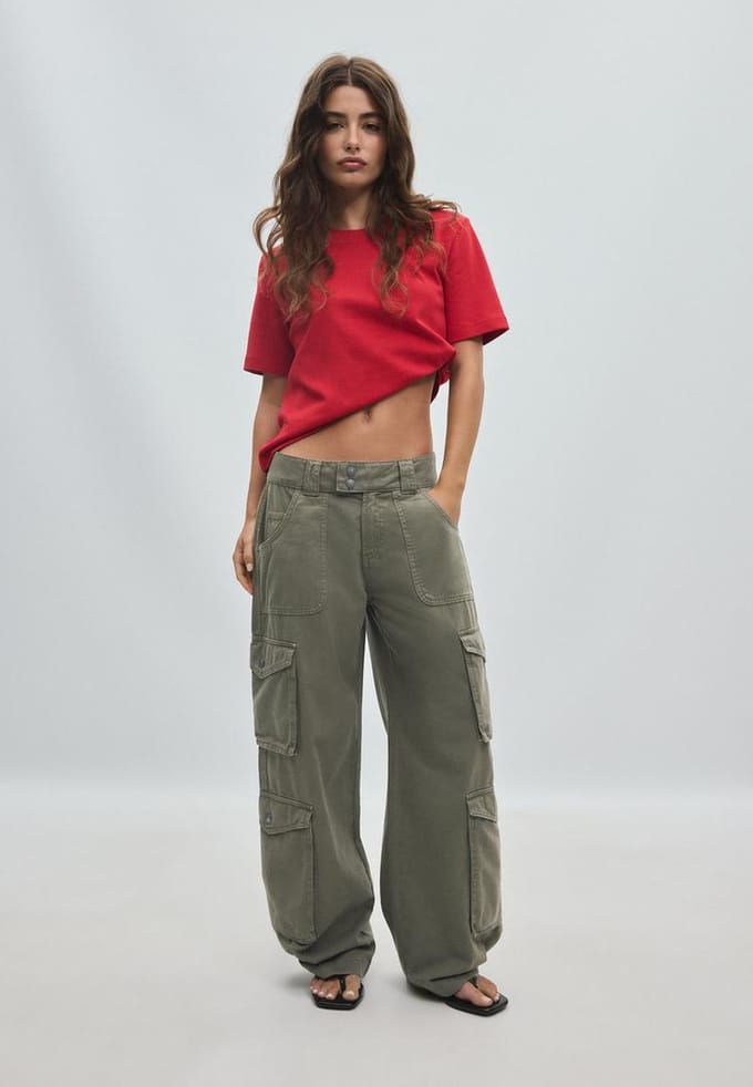 Stradivarius Straight cargobroek  Kaki 34
