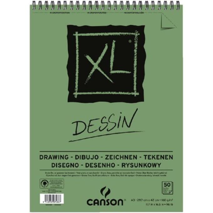 Tekenblok Canson XL Dessin A3 160gr spiraal 50 vel