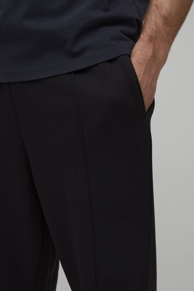 Rechte Pasvorm Pintuck Gewassen Jogger | Black | Size Medium