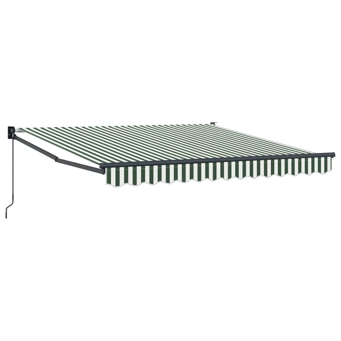 vidaXL - Uitschuifbare - luifel - Groen - en - Wit - 300 - x - 250 - x - 165 - cm