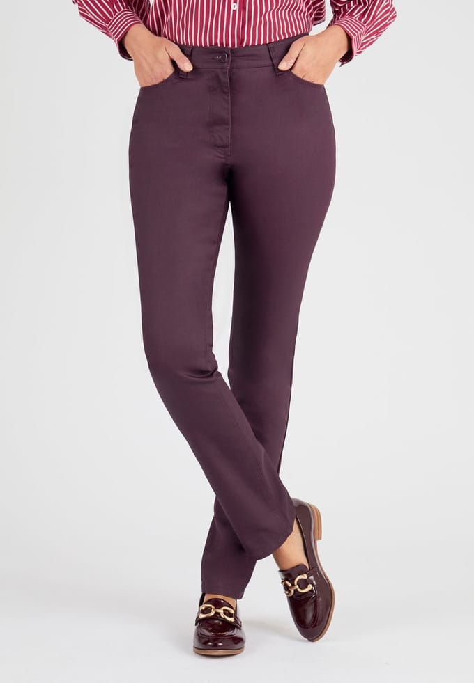 Damart - 5-pocket gecoate broek - Dames - Rood - 44