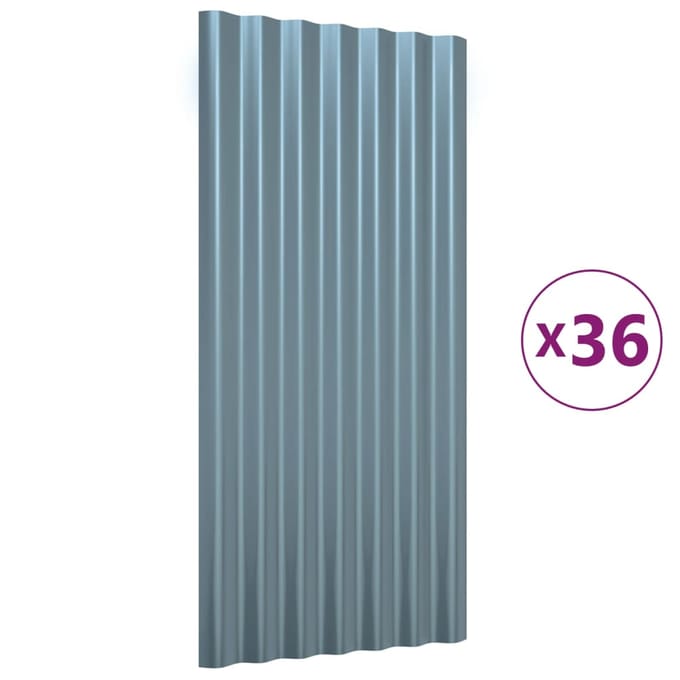 vidaXL - Dakpanelen - 36 - st - 80x36 - cm - gegalvaniseerd - staal - grijs