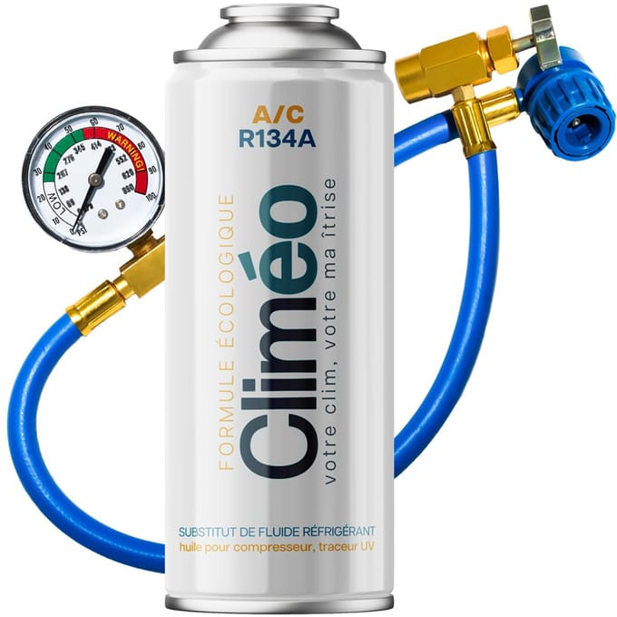 Climeo 400ml + Slang Met Manometer - Ecologisch Koelmiddel R134A/R12 | Zelfservice Airconditioning