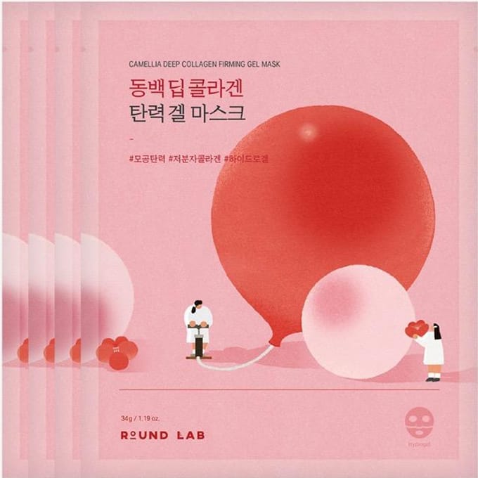 ROUND LAB Camellia Deep Collageen Verstevigend Gelmasker (4 vellen) red