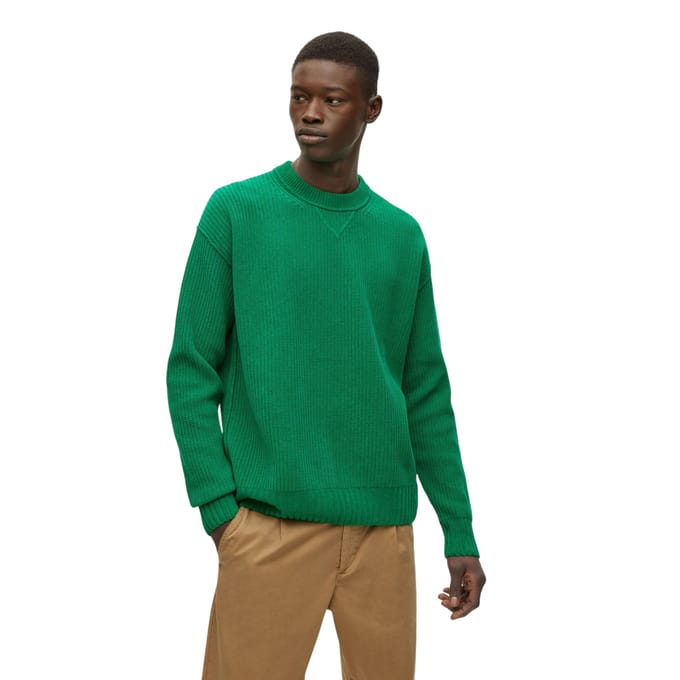 Boss Unisex geribde normale sweater voor volwassenen (Groen)