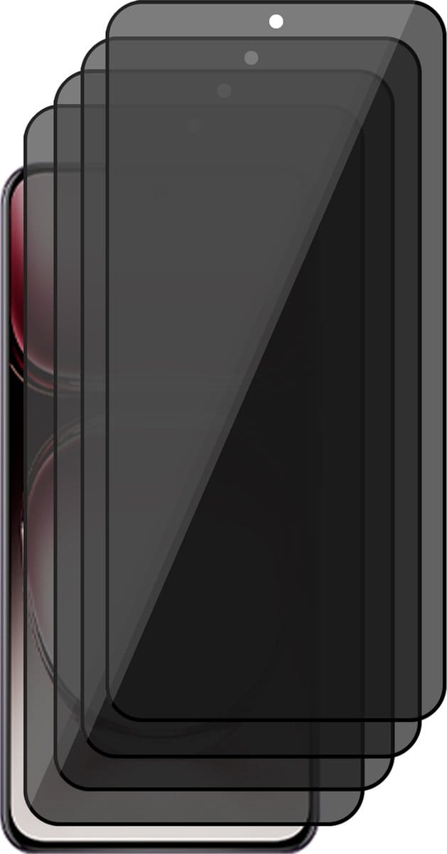 Privacy Screenprotector geschikt voor Oppo Reno 12 - 4x Volledig Dekkend Glas Screen Protector