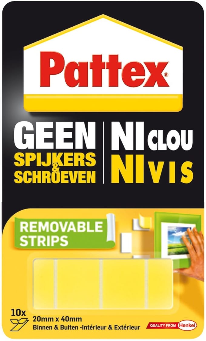 Supermontagestrip Pattex 2kg verwijderbaar 10 stuks