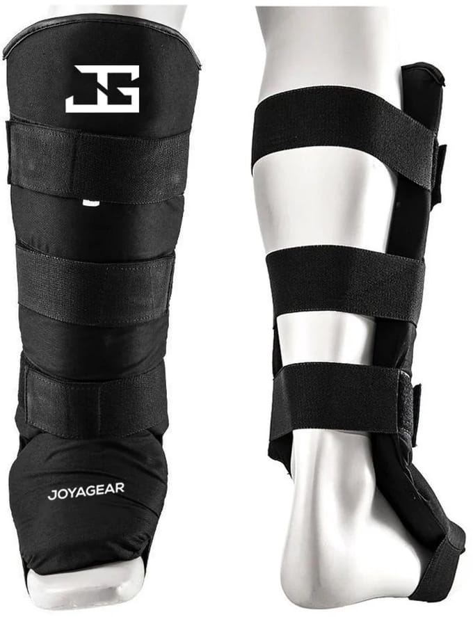 Joyagear Scheenbeschermer – Kickboksen/Muay Thai – Zwart – S – incl. Bandage