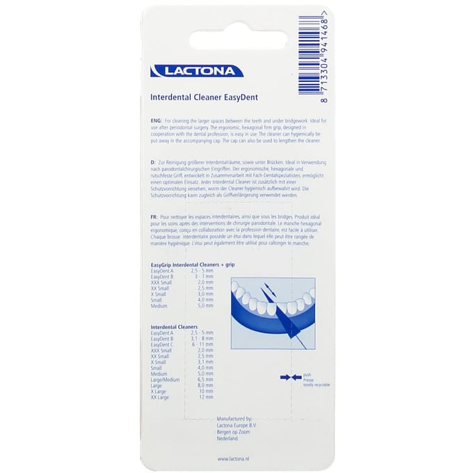 Lactona Easy Grip Clean Easydent Interdentale borsteltjes 3,0/7,0 mm Type B 6 Tandenborstel