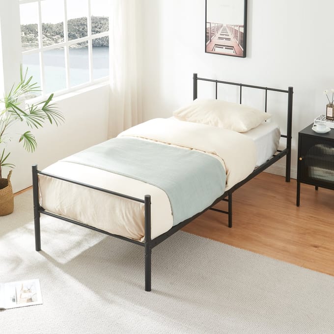 Metalen bedframe Hercules incl. matras zwart 90x200 cm
