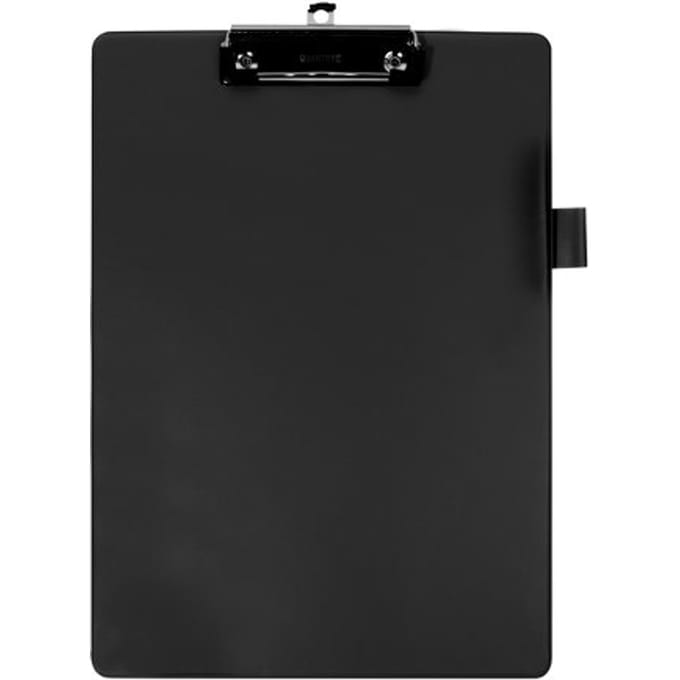Klembord quantore a4 staand pvc zwart met 100mm Klem + penlus