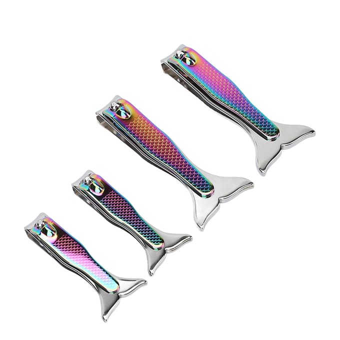 4 stuks Vissenstaart Nagelknipper Set Roestvrij Staal Galvanisch Gecoat Nauwkeurig Knippen Lang Handvat Draagbaar white