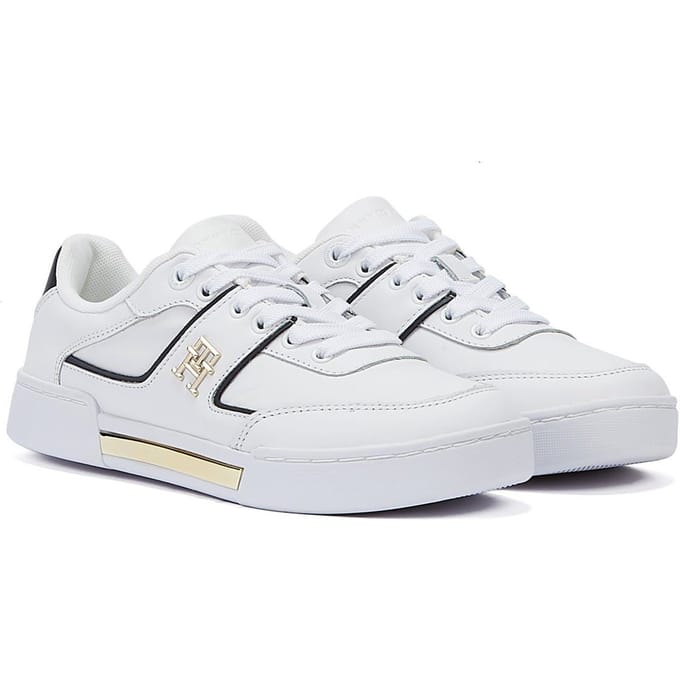 Tommy Hilfiger Th Prep Court Sneakers - Leer - Dames - Wit - Maat 36