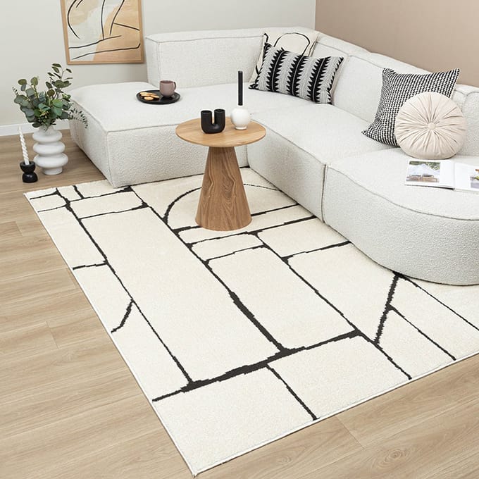 FRAAI Japandi vloerkleed - Yori Blocks Crème/Zwart - 200x290cm