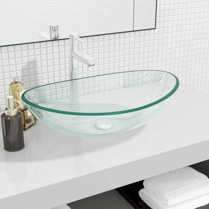 vidaXL - Wasbak - 54,5x35x15,5 - cm - gehard - glas - transparant