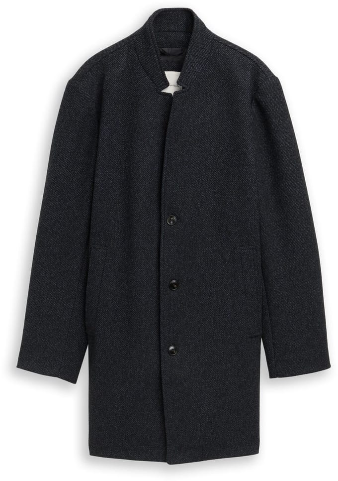 Tom Tailor Denim - Wollen jas met opstaande kraag - Maat XL - black navy twill