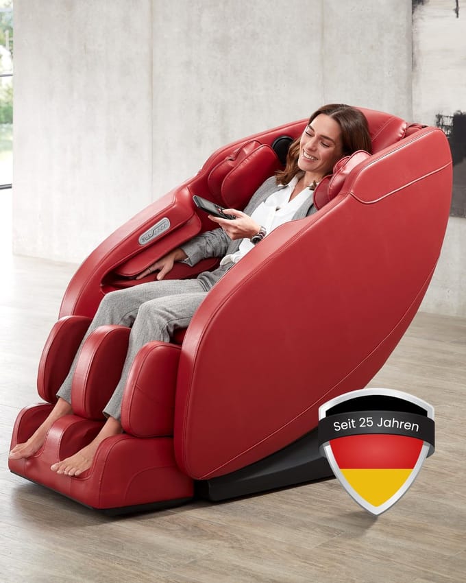 WELCON Prestige II elektrische 3D massagestoel – Zero Gravity – voetmassage – warmtefunctie – rood