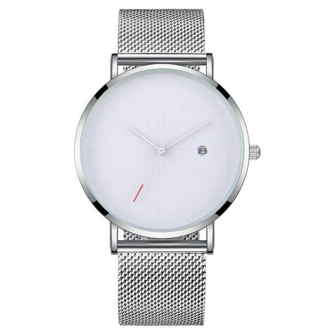 Fako - Horloge - Mesh - Chicago - 40mm - Zilver/Wit