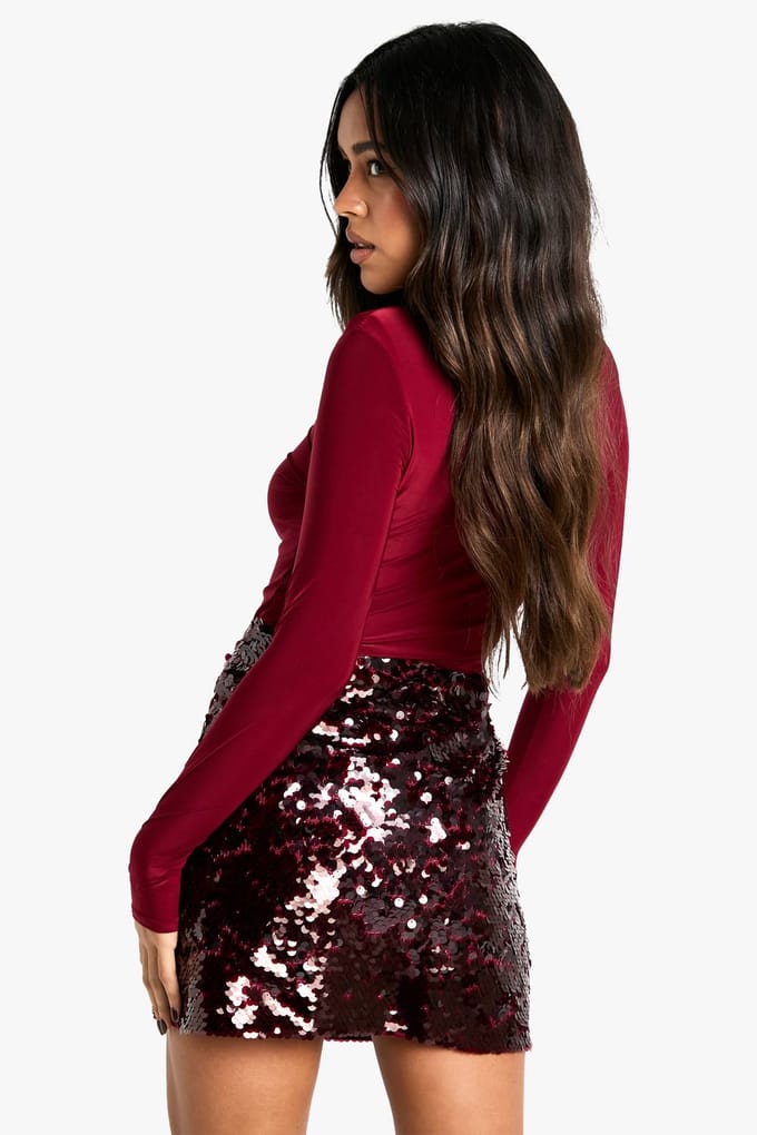 boohoo Dames Premium Pailletten Mini Rok | Bessen | Maat: 42