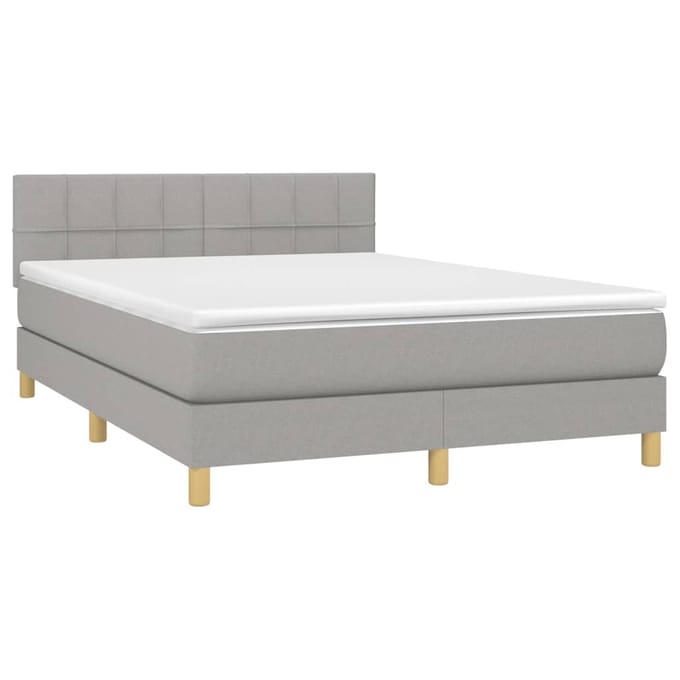 vidaXL - Boxspring - met - matras - stof - lichtgrijs - 140x190 - cm