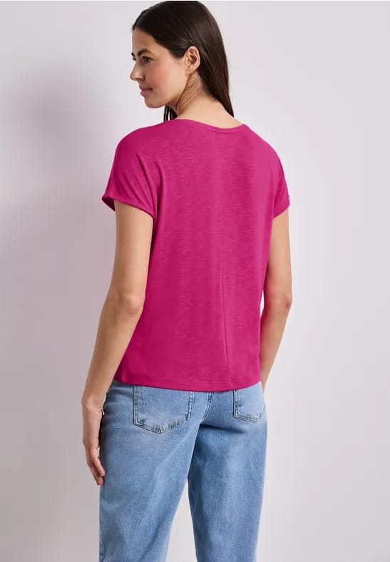 Shirt met korte mouwen en boothals
