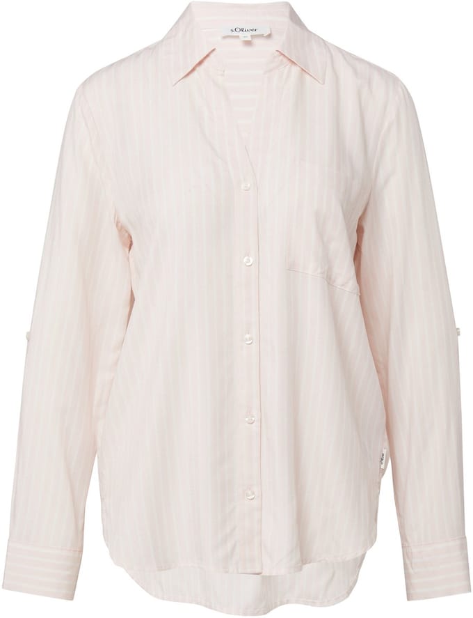 s.Oliver - female - Soepel vallende gestreepte blouse van viscose met omslag