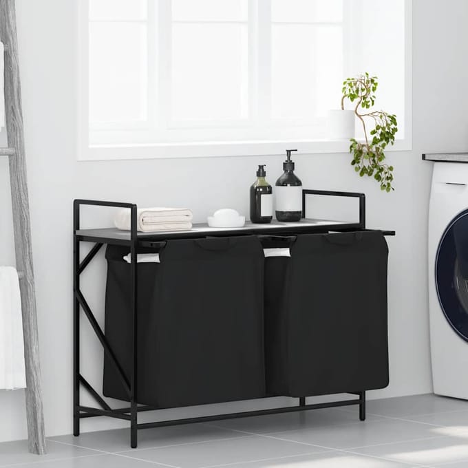 vidaXL - Wasmand - 2 - vakken - met - plank - grijs - sonoma - eiken