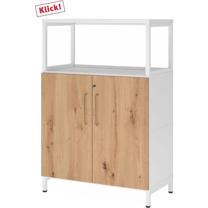 FlexWall | 3 OH | Deuren + frame | met sokkel - Wit/Essen-Eik