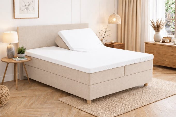 Polydaun hoeslaken - splittopper - Jersey - wit - 200 x 200/220 cm