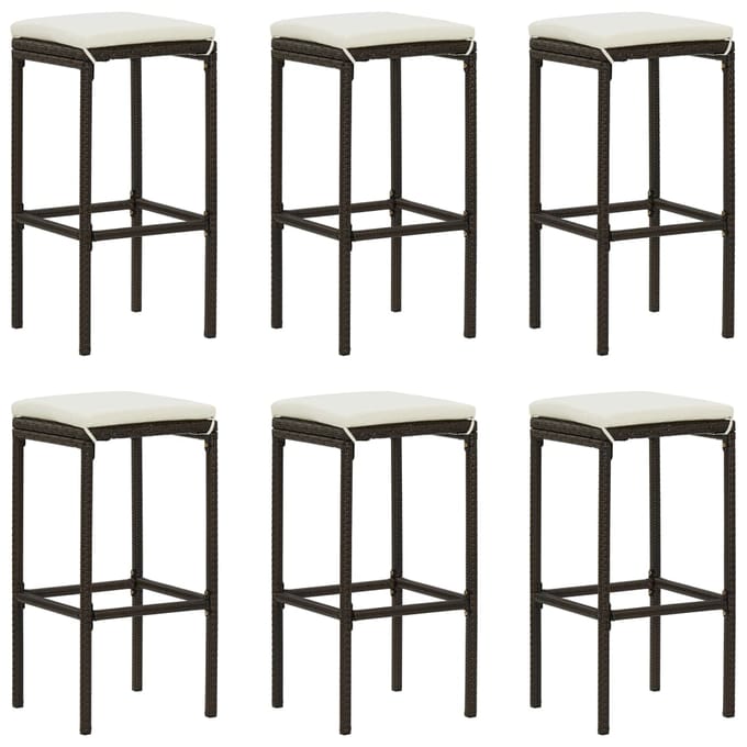 vidaXL - 7-delige - Tuinbarset - met - kussens - poly - rattan - bruin